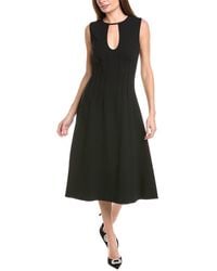Oscar de la Renta - Keyhole Seam Detail Silk-Trim Wool-Blend Midi Dress - Lyst