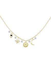 Meira T - 14K 0.11 Ct. Tw. Diamond & Sapphire Charm Necklace - Lyst