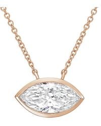 Diana M. Jewels - Diana M. 14K Rose 9.00 Ct. Tw. Lab-Grown Diamond Solitaire Bezel Pendant - Lyst