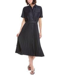 Tahari - Pleated Midi Dress - Lyst