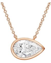 Diana M. Jewels - Diana M. 14K Rose 3.00 Ct. Tw. Lab-Grown Diamond Solitaire Bezel Pendant - Lyst