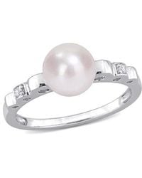 Rina Limor - Silver White Sapphire 7-7.5mm Pearl Ring - Lyst