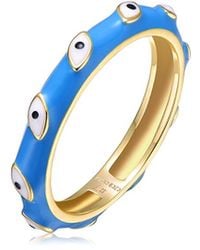 Rachel Glauber - 14k Plated Evil Eye Slim Stacking Ring - Lyst