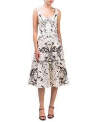 Marchesa - Notte Mirrored Cotton Midi Dress - Lyst