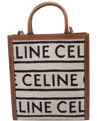 Celine - Ochre Leather Small Cabas Logo All Over Vertical Tote (Authentic Pre- Loved) - Lyst