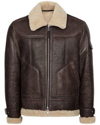 Reiss - Castle Shearling Flight Leather Jacket - Lyst