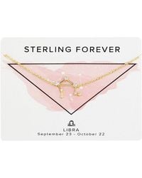 Sterling Forever - 14k Plated Cz Libra Delicate Constellation Necklace - Lyst