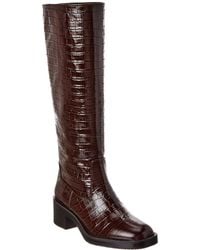 Stuart Weitzman - Kaia Croc-Embossed Leather Knee-High Boot - Lyst