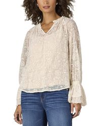 Wit & Wisdom - Long Double Flounce Sleeve Ruffle Neck Top - Lyst