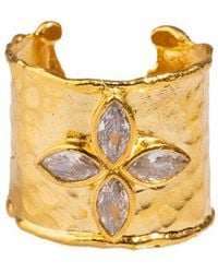 Ebru Jewelry - Plated Cz Cuff Ring - Lyst