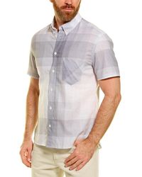 Billy Reid Bias Slim Fit Linen-blend Woven Shirt - Grey