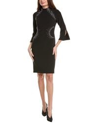 Teri Jon - Crepe Mock Neck Sheath Dress - Lyst