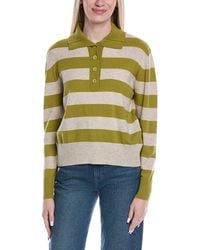 Brodie Cashmere - Stripe Wool & Cashmere-Blend Henley Sweater - Lyst