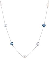 Splendid - Rhodium Plated Silver 7-8mm Freshwater Pearl Necklace - Lyst