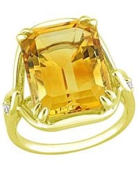 Rina Limor - Gold Over Silver Silver 10.77 Ct. Tw. Citrine & White Topaz Solitaire Ring - Lyst