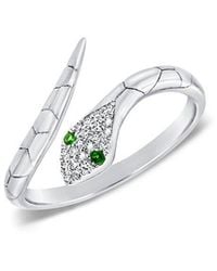 Sabrina Designs - 14k 0.08 Ct. Tw. Diamond & Tsavorite Wrap Snake Ring - Lyst