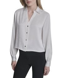 DKNY - Stud Collar Y-Neck Shirt - Lyst