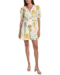 LAYERED WITH LOVE - Wrap Front Linen-Blend Mini Dress - Lyst