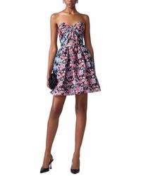 Carolina Herrera - Gathered Sweetheart Silk Mini Dress - Lyst