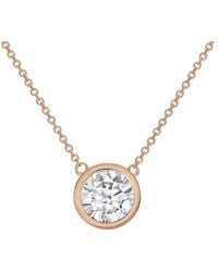 Diana M. Jewels - Diana M. 14K Rose 6.00 Ct. Tw. Lab-Grown Diamond Solitaire Bezel Pendant - Lyst