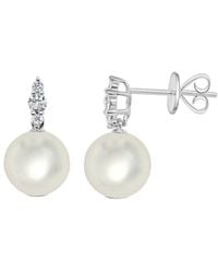 Sabrina Designs - 14k 0.17 Ct. Tw. Diamond & Pearl Dangle Earrings - Lyst