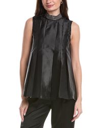 Gracia - Jeweled High Neck Pleated Sleeveless Top - Lyst