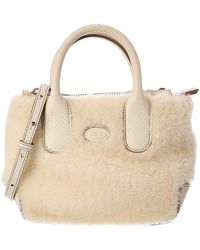 Tod's - Tods Shearling & Leather Tote - Lyst