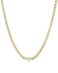 Adornia - 18K Plated Stainless Steel Cz Tarnish-Resistant Center Flat Curb Chain Necklace - Lyst