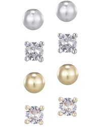 Adornia - 14K Plated Ball & Solitaire Stud Set Earrings - Lyst
