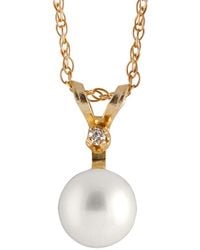 Splendid - 14k 0.01 Ct. Tw. Diamond & 5-5.5mm Akoya Pearl Necklace - Lyst