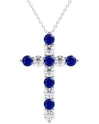 VOWE - 14K 3.00 Ct. Tw. Lab-Grown Diamond & Lab-Grown Sapphire Pendant - Lyst