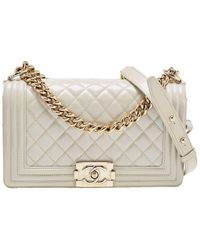 Chanel - Quilted Patent Leather Medium Boy Double Flap Bag (Authentic Pre-Owned) - Lyst