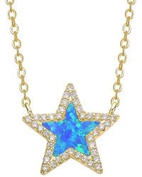 Genevive Jewelry - Rachel Glauber 14K Plated Cz Opal Necklace - Lyst