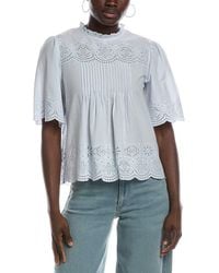 Madewell - Embroidered Pintuck High Neck Top - Lyst