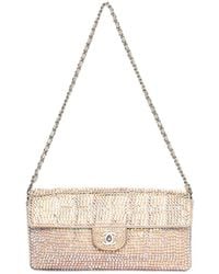 Chanel Limited Edition Pink Iridescent Leather Crystal Flap Bag - Multicolour