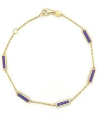 Italian Gold - 14K Amethyst Station Bar Bracelet - Lyst