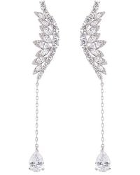 Eye Candy LA - Mystical Clear Cz Crystal Feather Drop Earrings - Lyst