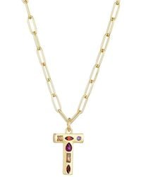 Adornia - 14K Plated Diamond Funky Initial Paperclip Chain Necklace - Lyst