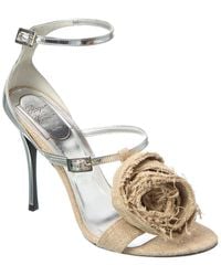 Roger Vivier - Burlap & Leather Sandal - Lyst