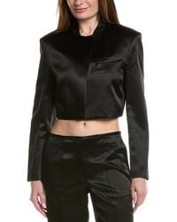 Helmut Lang - Crop Textured Satin Blazer - Lyst