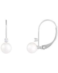 Splendid - 14k 0.06 Ct. Tw. Diamond 6-6.5mm Pearl Earrings - Lyst