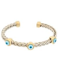 Juvell - 18K Plated Evil Eye Bangle Bracelet - Lyst