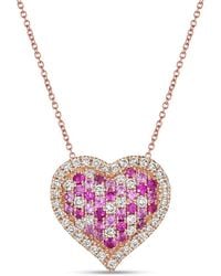Le Vian - Le Vian 14k Rose Gold 0.95 Ct. Tw. Diamond & Ruby Pink Sapphire Pendant Necklace - Lyst