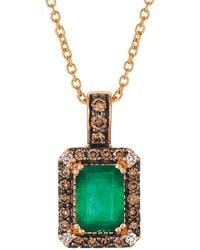 Le Vian - Le Vian 14K Rose 0.91 Ct. Tw. Diamond & New Emerald Pendant - Lyst