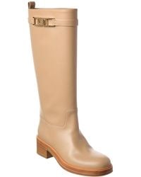 Ferragamo - Vara Chain Leather Knee-High Boot - Lyst