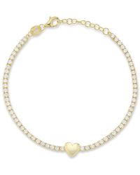 Glaze Jewelry - 14k Over Silver Cz Heart Tennis Bracelet - Lyst