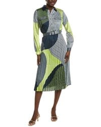 Tahari - Half Placket Button Down Midi Dress - Lyst