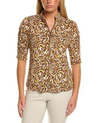 IBKUL - Ruched Elbow-Sleeve Polo Top - Lyst