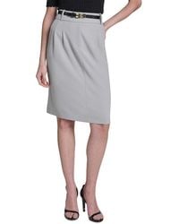 Halston - Belted Pencil Skirt - Lyst