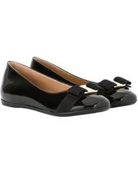 Ferragamo - Logo Leather Ballet Flat - Lyst